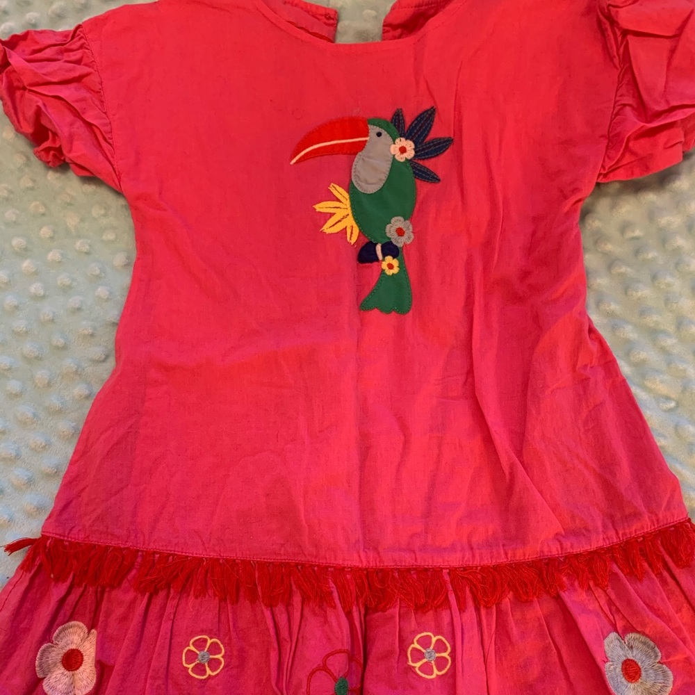 Mini Boden dress 5/6 embroidered birds